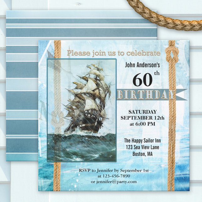 Whimsical Retro Sailor Birthday Party Invitation (Creator Uploaded)