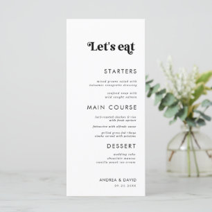 Whimsical Retro Script Let's Eat Minimal Wedding Menu