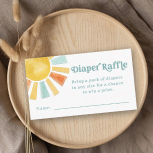 Whimsical Retro Watercolor Sunshine Diaper Raffle Enclosure Card