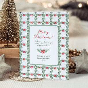Whimsical Retro White Merry Christmas Holiday Card