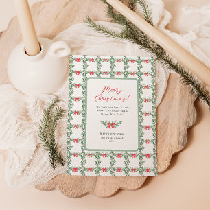 Whimsical Retro White Merry Christmas Non-Photo Holiday Card