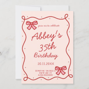 Whimsical ribbon  Birthday invitation