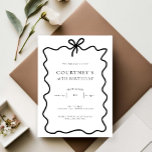 Whimsical Ribbon Bow 18th Birthday Party Invitation<br><div class="desc">This whimsical birthday party invitation features a cute dainty hand drawn bow and simple text. For more advanced customisation of this design,  e.g. changing layout,  font or text size please click the "CUSTOMIZE" button above. Please contact me for any questions!</div>