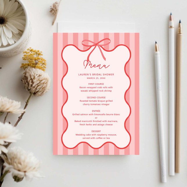 Whimsical Ribbon bridal shower menu with name (Creator Uploaded)