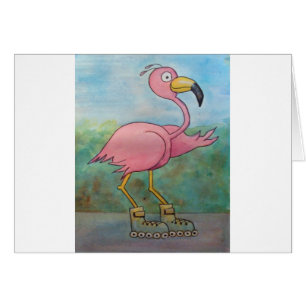 Whimsical Roller Skating Roller Blading Flamingo