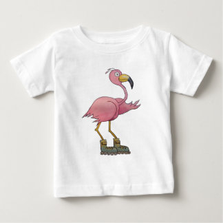 Whimsical Roller Skating Roller Blading Flamingo Baby T-Shirt