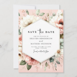 Whimsical Romance Pink Floral Wedding Save The Date