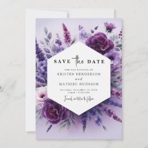 Whimsical Romance Purple Floral Wedding Save The Date
