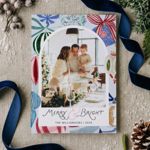 Whimsical Romantic Arch Photo Christmas Holiday Card