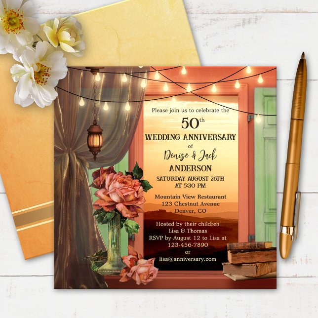 Whimsical Romantic Vintage Wedding Anniversary Invitation (Creator Uploaded)