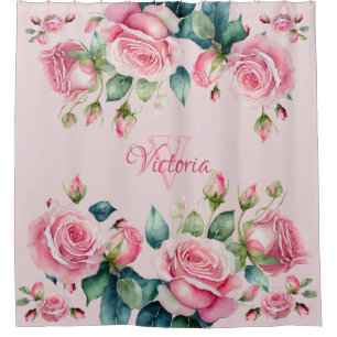 Whimsical Rose Garden: Blush Pink Shower Curtain