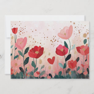 Whimsical rose garden holiday card