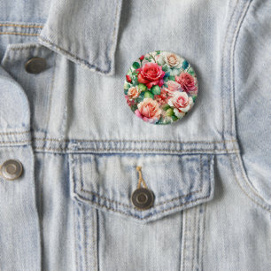 Whimsical Rose Pattern 6 Cm Round Badge