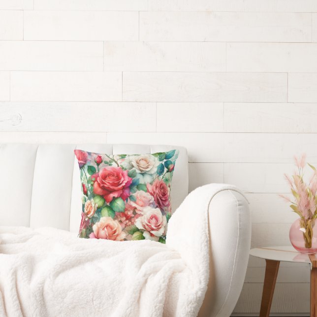 Whimsical Rose Pattern Cushion (Couch)