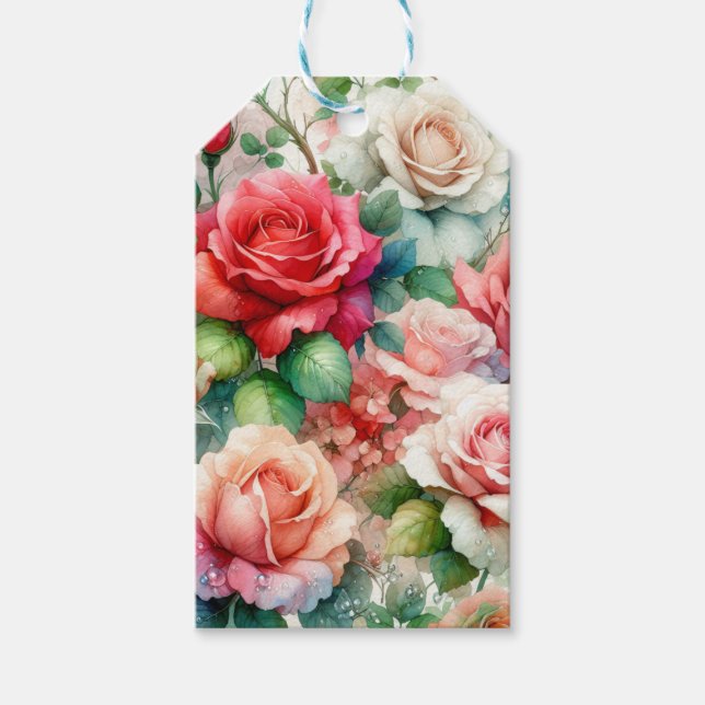 Whimsical Rose Pattern Gift Tags (Front)