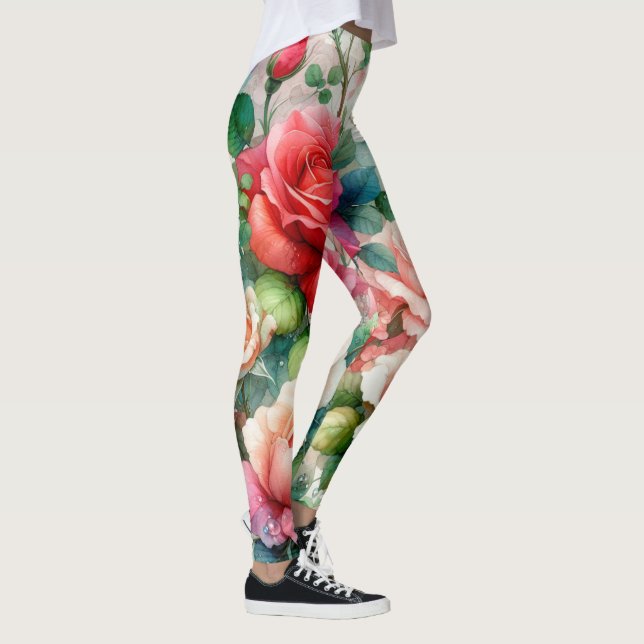 Whimsical Rose Pattern Leggings (Right)