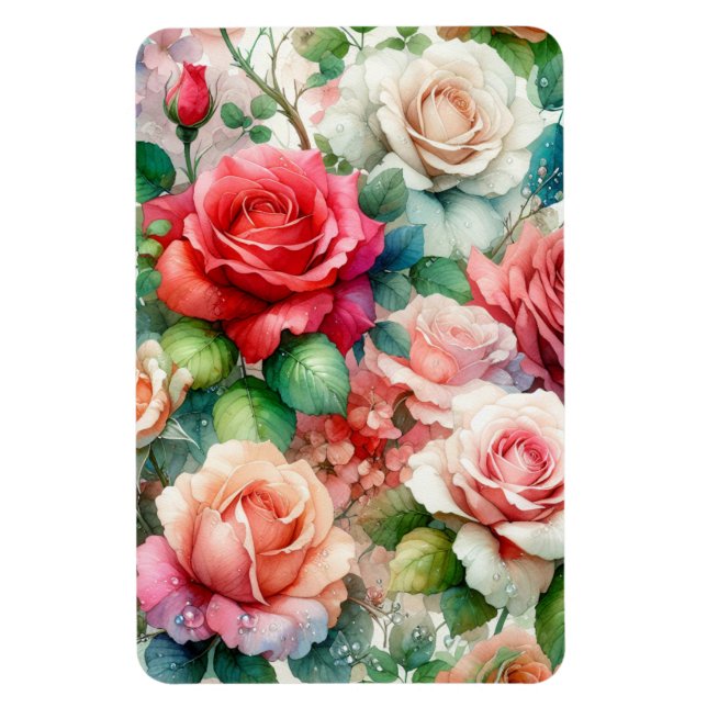 Whimsical Rose Pattern Magnet (Vertical)