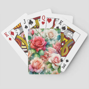 Whimsical Rose Pattern Playing Cards