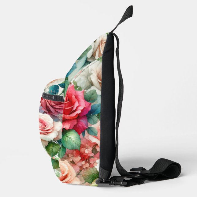 Whimsical Rose Pattern Sling Bag (Right)