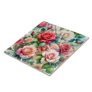 Whimsical Rose Pattern Tile