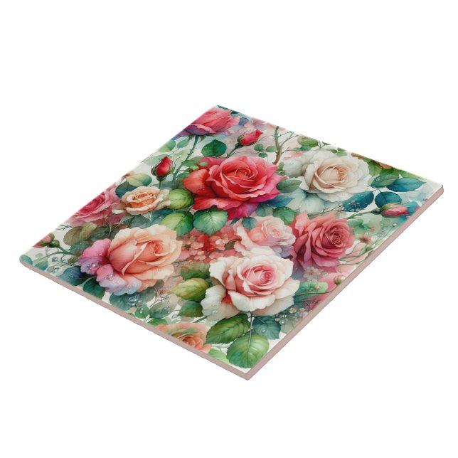 Whimsical Rose Pattern Tile (Side)