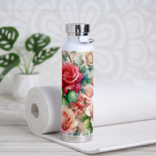 Whimsical Rose Pattern Water Bottle