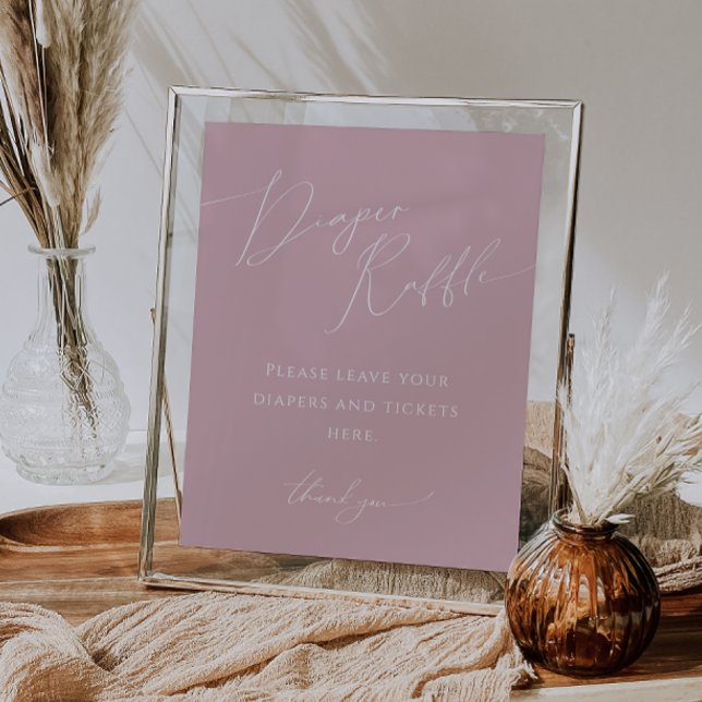 Whimsical Rose Pink Diaper Raffle Baby Shower Sign (Creator Uploaded)