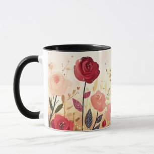 Whimsical roses garden mug