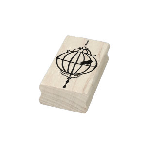 Whimsical Round Birdcage Rubber Art Stamp