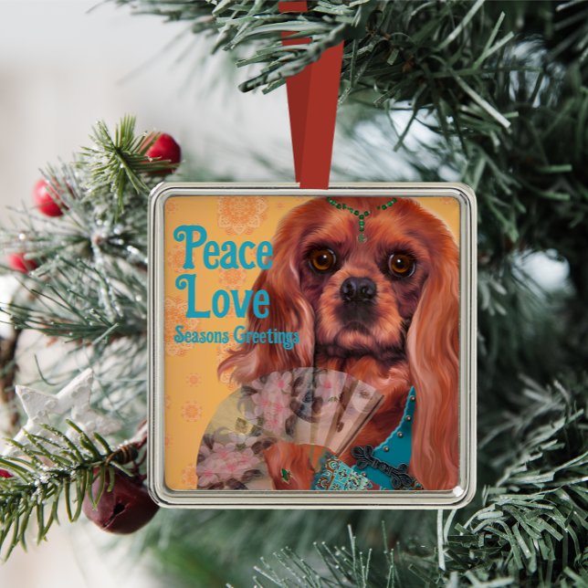 Whimsical Ruby Cavalier King Charles Ornament (Creator Uploaded)