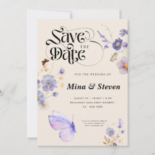 Whimsical Rustic butterflies wedding Save The Date