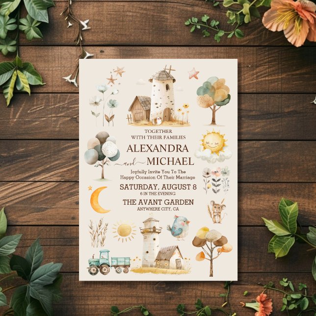 Whimsical Rustic Farm Wedding Invitation (Creator Uploaded)