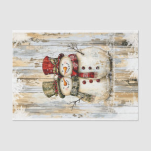 Whimsical Rustic Snowman Couple DY8R Decoupage Tissue Paper