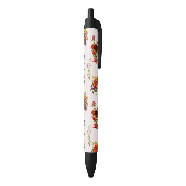 Whimsical Rustic Summer Wildflowers Foliage Black Ink Pen (Bottom (Vertical))