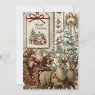 Whimsical Rustic Vintage Santa Christmas Card