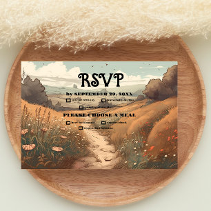 Whimsical Rustic Wildflower Meadow Wedding RSVP Card