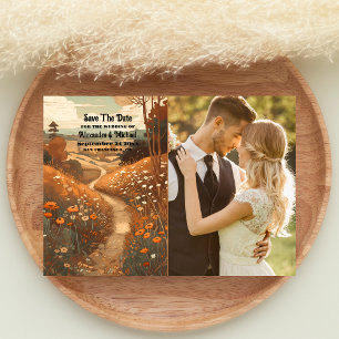 Whimsical Rustic Wildflower Meadow Wedding Save The Date