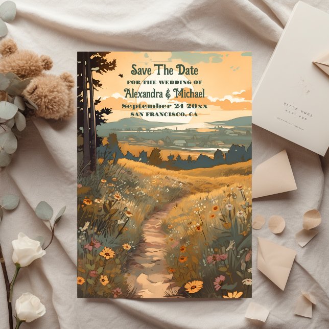 Whimsical Rustic Wildflower Meadow Wedding Save The Date (Creator Uploaded)