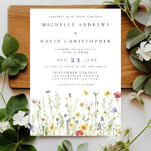 Whimsical Rustic Wildflower Wedding Invitation