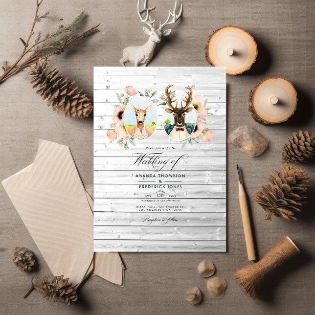 Whimsical Rustic Woodland Forest Deer Wedding Invitation (Creator Uploaded)