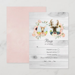 Whimsical Rustic Woodland Forest Deer Wedding RSVP Card