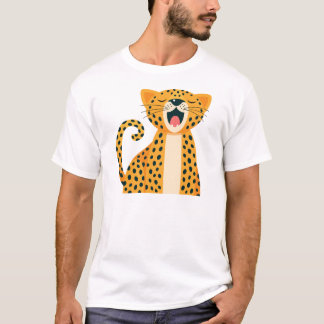Whimsical Safari Animal Yawning Cheetah Cartoon T-Shirt