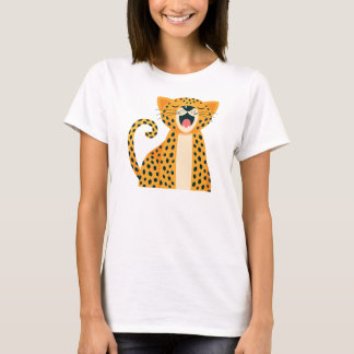 Whimsical Safari Animal Yawning Cheetah Cartoon T-Shirt