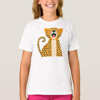 Whimsical Safari Animal Yawning Cheetah Cartoon T-Shirt