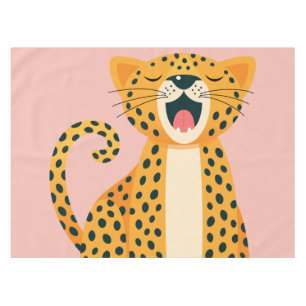 Whimsical Safari Animal Yawning Cheetah Cartoon Tablecloth