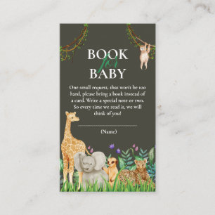 whimsical Safari Jungle Baby Shower Book for Baby Enclosure Card