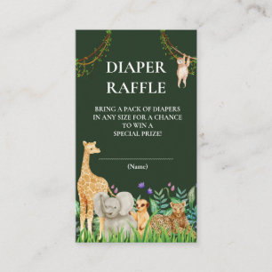 whimsical Safari Jungle Baby Shower Diaper Raffle Enclosure Card