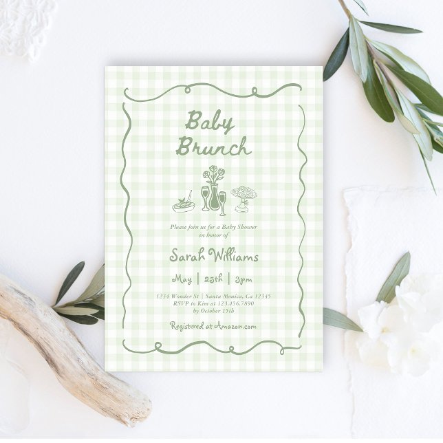 Whimsical Sage Baby Brunch Baby Shower Invitation (Creator Uploaded)