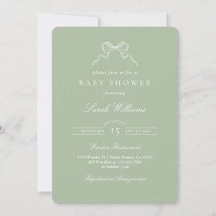Whimsical Sage Bow Baby Shower invitation