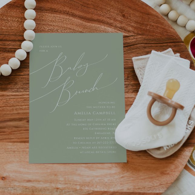 Whimsical Sage Green Baby Brunch Invitation (Creator Uploaded)